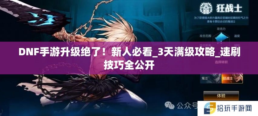 DNF手游升级绝了！新人必看_3天满级攻略_速刷技巧全公开