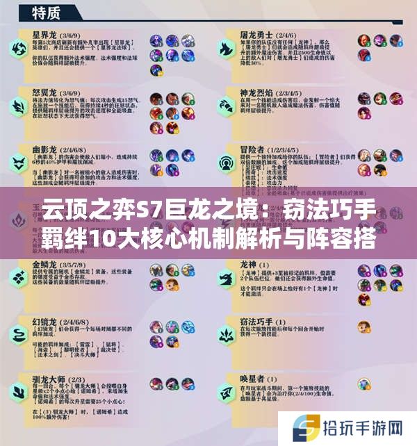 云顶之弈S7巨龙之境：窃法巧手羁绊10大核心机制解析与阵容搭配全攻略